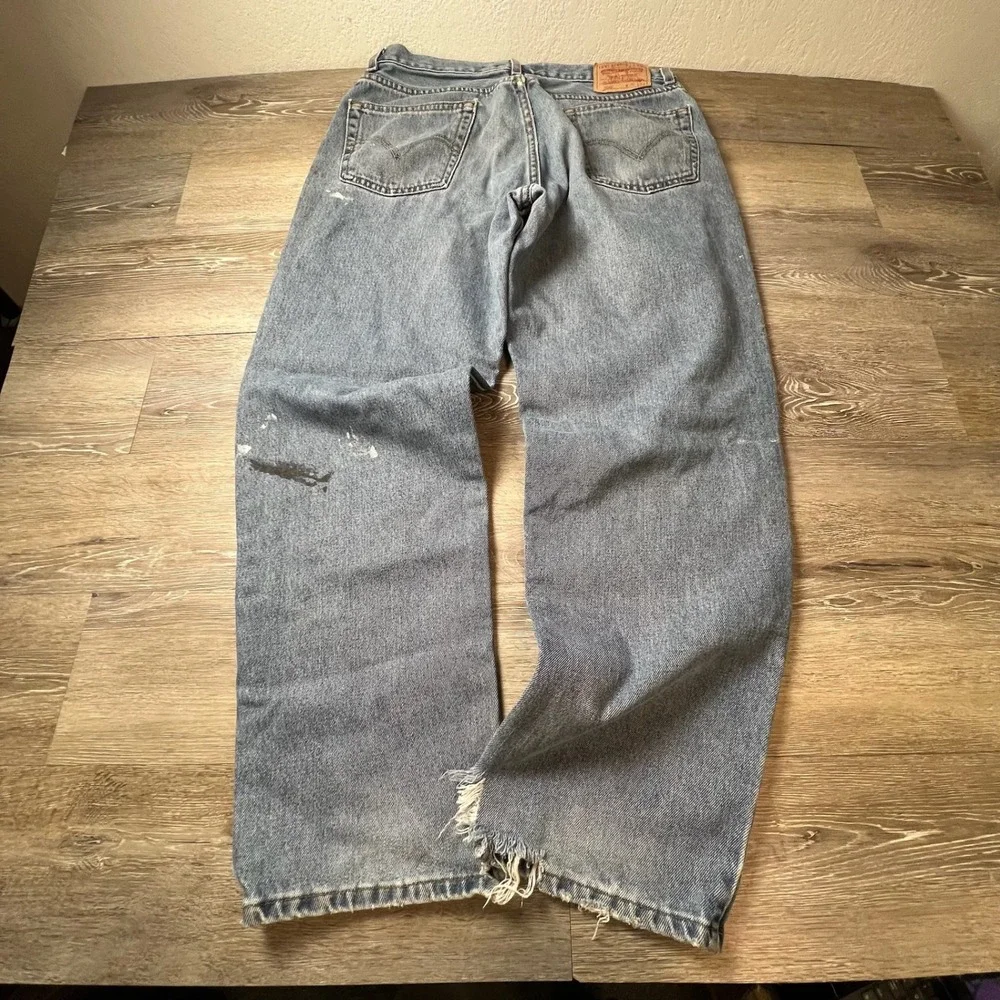 Levi's 550 Relaxed Fit Mens 36x32 Blue Paint Splatter Distressed Baggy Jeans